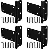 Wmebee 4 Pack 5 in T-Strap Heavy Duty Gate Hinges 260 Lbs Capacity,Black | Extra Thick Shed Door Tee Hinges, Black Wrought Hardware for Wooden Fences, Barn Door, Screws Included (Patent Pending)