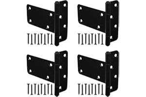 Wmebee 5 in T-Strap Heavy Duty Gate Hinges 140 Lbs Capacity,4 Pack Extra Thick Shed Door Tee Hinges, Black Wrought Hardware for Wooden Fences, Barn Door, Screws Included (Black, 5 in -4 pcs)