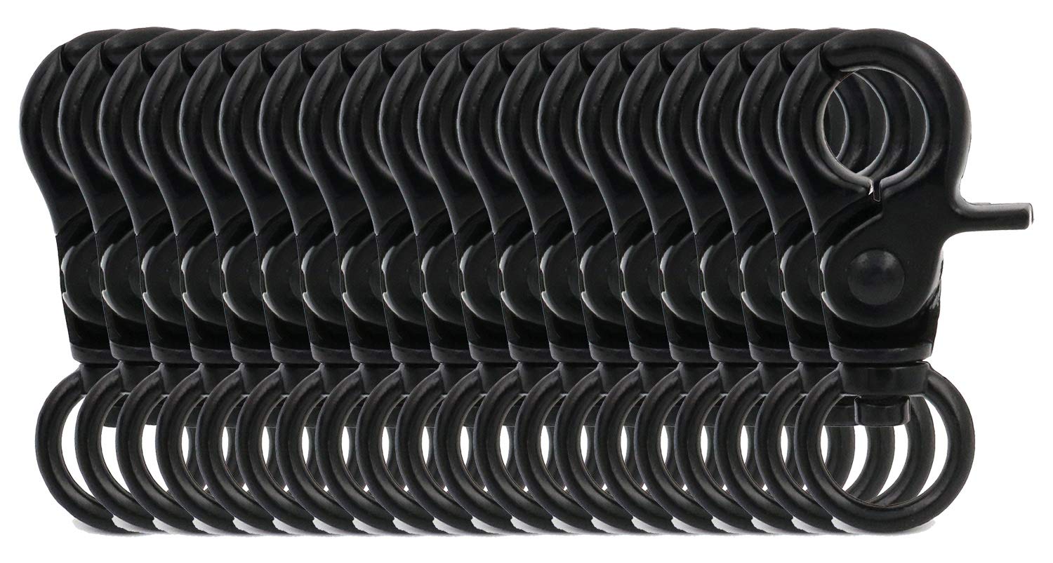 BIKICOCO 3/8'' Swivel Trigger Snap Hook Lobster Claw Clasp Spring Loaded Clip, O-Ring Ended, Black - Pack of 20