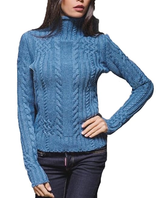 Ruby Q Women Casual Winter Slim Bodycon High Neck Twist Long