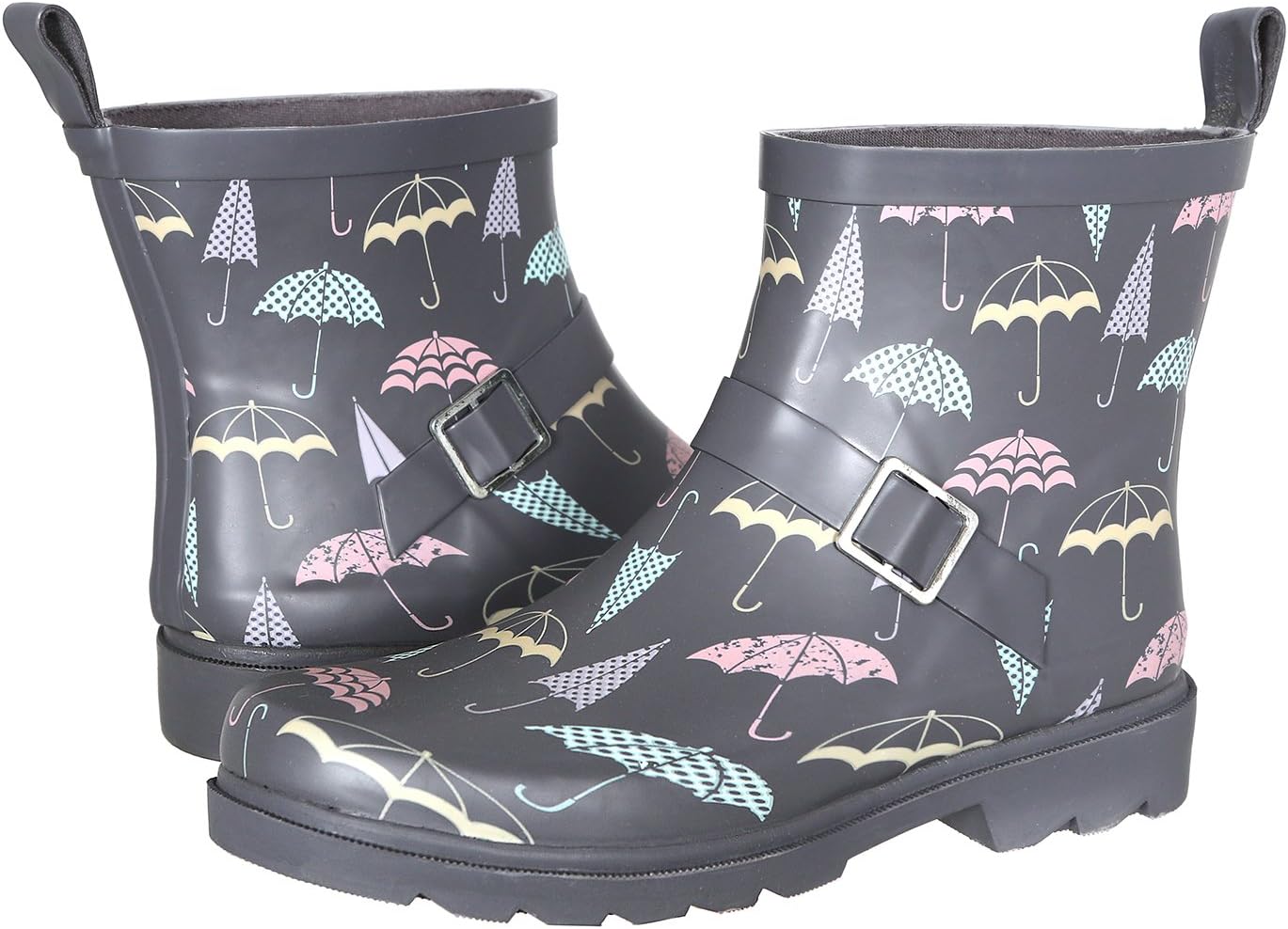 Capelli New York Ladies Shiny Diamond Geo Printed Short Lined Rain Boot Navy Combo