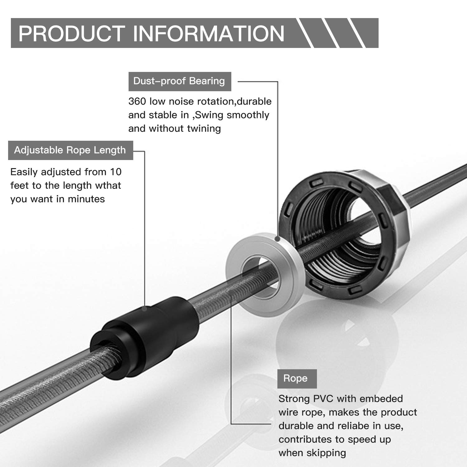 GYMTOP Skipping Rope - Cardio Jump Rope Free with Ball Bearings Rapid Speed and 6\