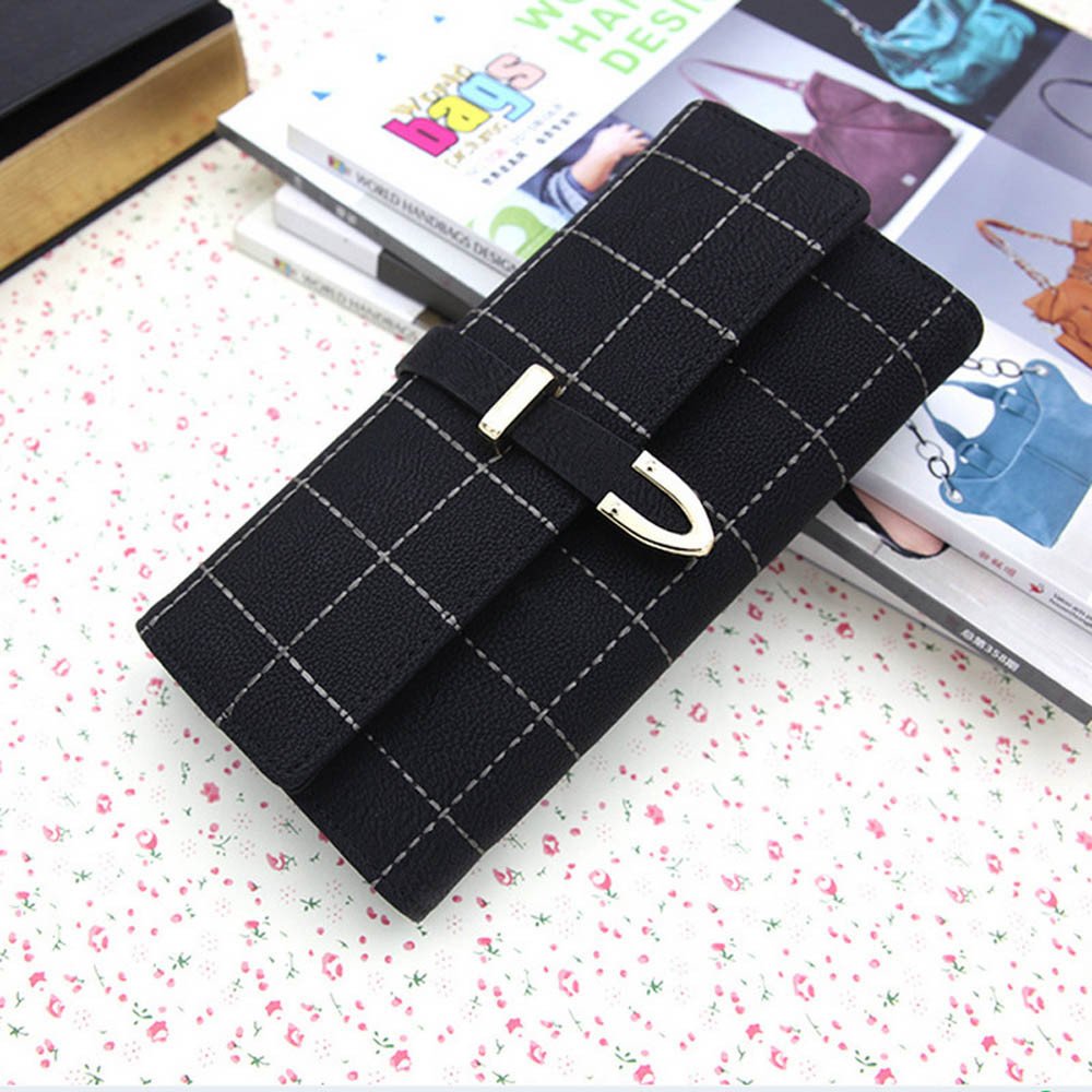 mac lawrence fashion leather girls women's wallet/clutch/purse/clutches (black)