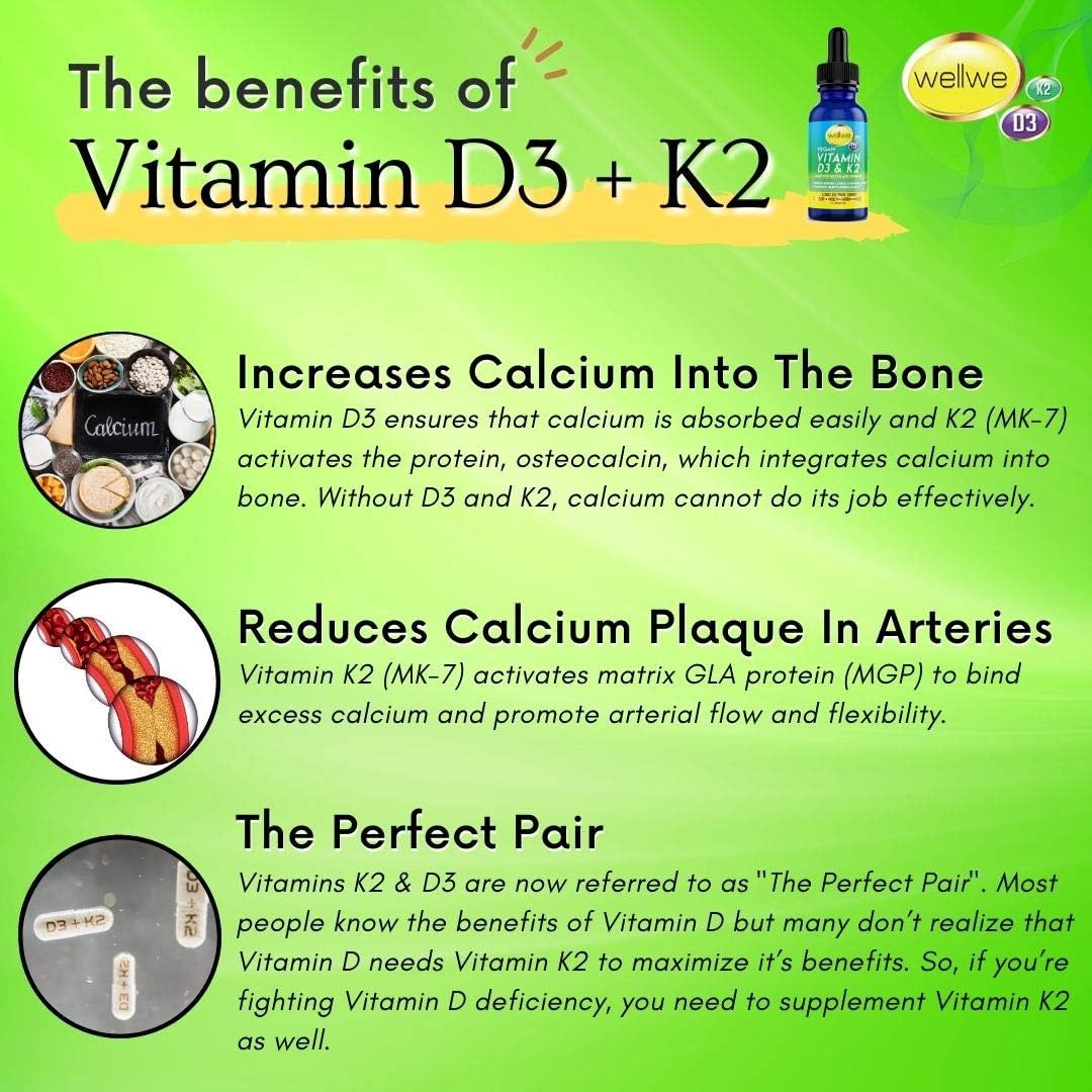 Liquid Vitamin D3 K2 Drops 5000 IU with MCT Oil - Vegan, No Taste, No Odor, Soy-Free, Gluten Free, Non-GMO, 1000 IU per Drop, Boosts Energy Levels & Immune System, Supports Heart & Bones Health (1): Health & Personal Care