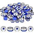 PATIKIL 20mm Flip Off Caps, 100 Pcs Flip Off Caps Flip Off Seals Flip Off Vial Seals Plastic Aluminum Caps Cover for Glass Vial, Blue