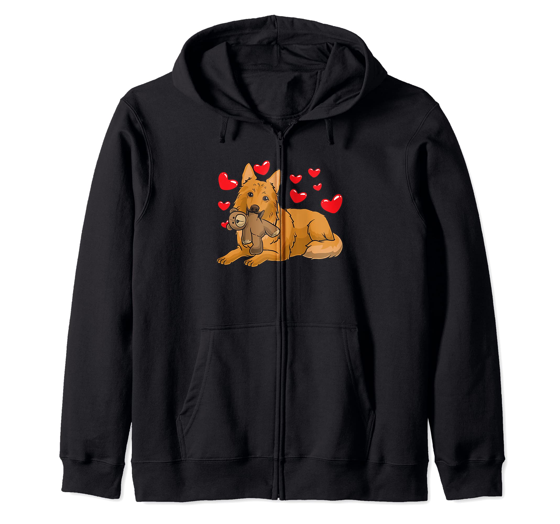 Harzer Fuchs Dog With Stuffed Animal And Hearts Zip Hoodie