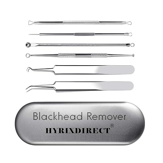 6 PCS Blackhead Remover Kit Comedone Acne Extractor Blackhead Tweezers Professional Stainless Pimple Acne Blemish Removal Tools Set Facial Pore Cleaner (B) best tweezers