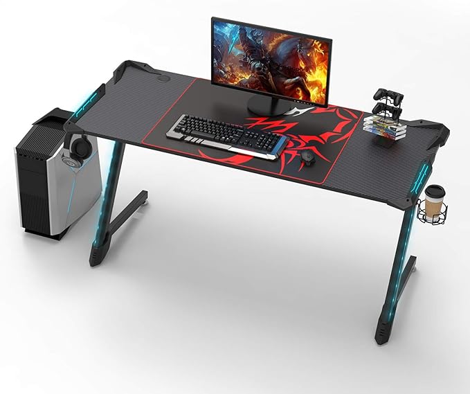 EUREKA ERGONOMIC Gaming Schreibtisch Mit RGB Beleuchtung Gaming Tisch