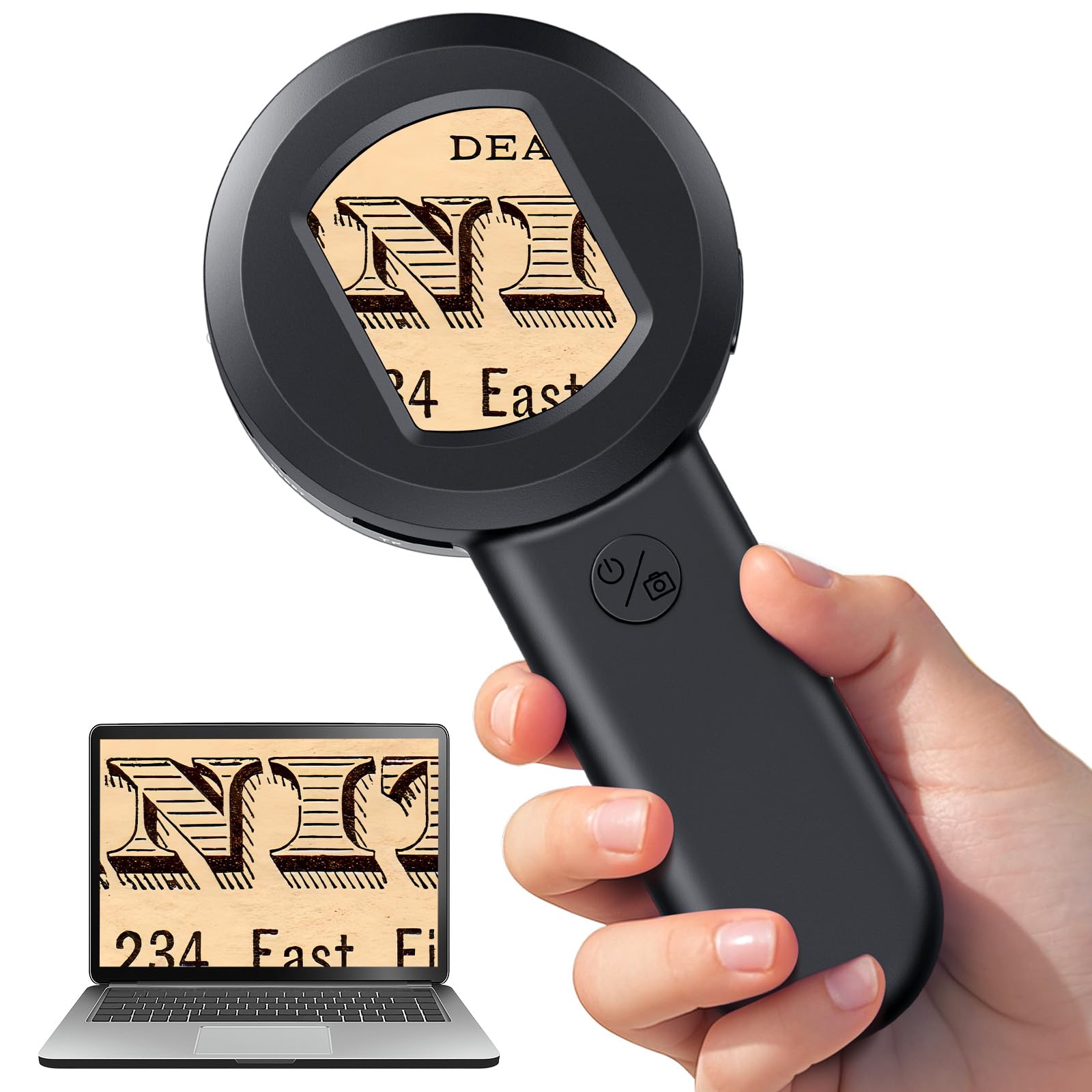 Digital Microscope, Digital magnifying glass with LED Light, Portable Microscope for Coin, Jewellery, Insects & Plants, Handheld Digital Jewelry Loupe with 32GB TF Card for Adults & Kids