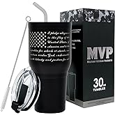Military Gift Shop Pledge of Allegiance 30 oz Coffee Travel Mug | Double Wall Vacuum Insulated American Flag Coffee Tumbler | Stainless Steel - Pledge 30oz Tumbler