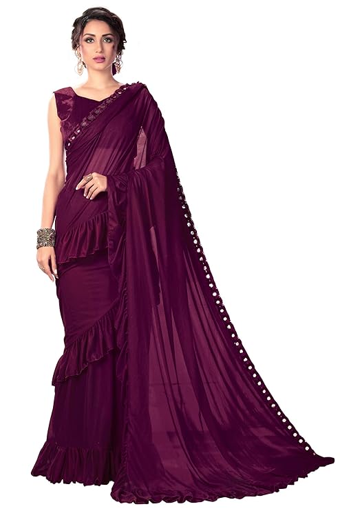 Women's Lycra Saree With Blouse Piece