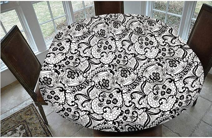 Mantel ajustable de poliéster con bordes elásticos, patrón de encaje