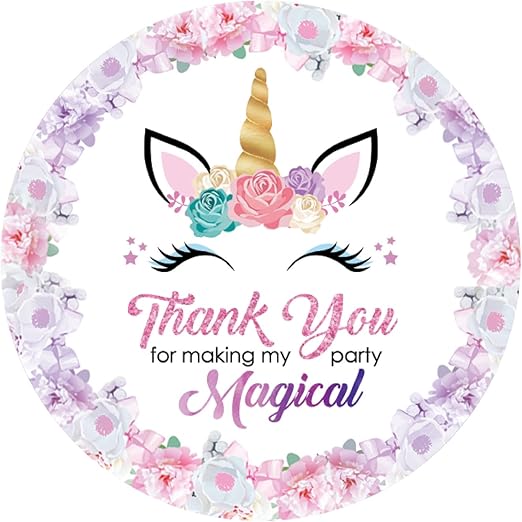 Amazon Com Rebanah Magical Unicorn Thank You Stickers Unicorn