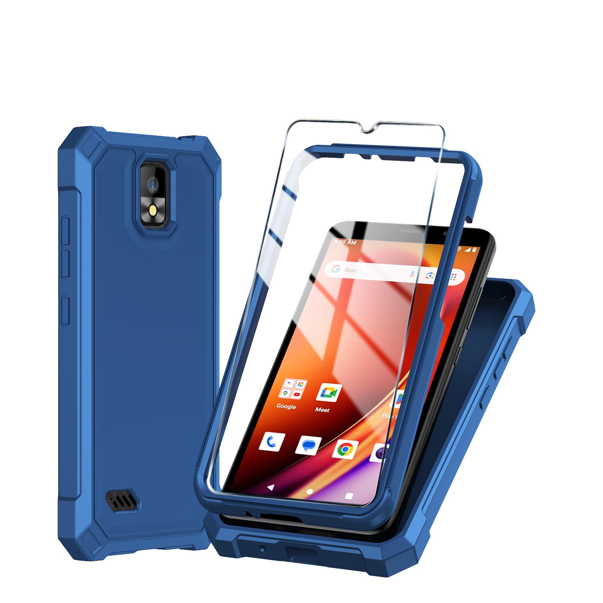 Mocotto for Hot Pepper Panca Phone Case with Tempered Glass Screen Protector,Slim Soft Silicone Full-Body Protective Cover (Hot Pepper Panca,Blue)
