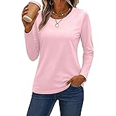 SMENG Women's Long Sleeve Crewneck Cotton Basic T-Shirt Solid Color Soft Comfy Casual Tops Fall Shirts for Women 2025
