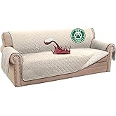 Turquoize 100% Waterproof Sofa Covers Couch Cover Sofa Cover for Dogs Couch Protector Triple Non-Slip Sofa Slipcover for 3 Cushion Couch Furniture Protector for Pets, Kids,Dog (Sofa 70", Ivory)