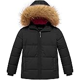 wantdo Girls' Winter Coat Warm Waterproof Puffer Jacket with Removable Faux Fur Hood