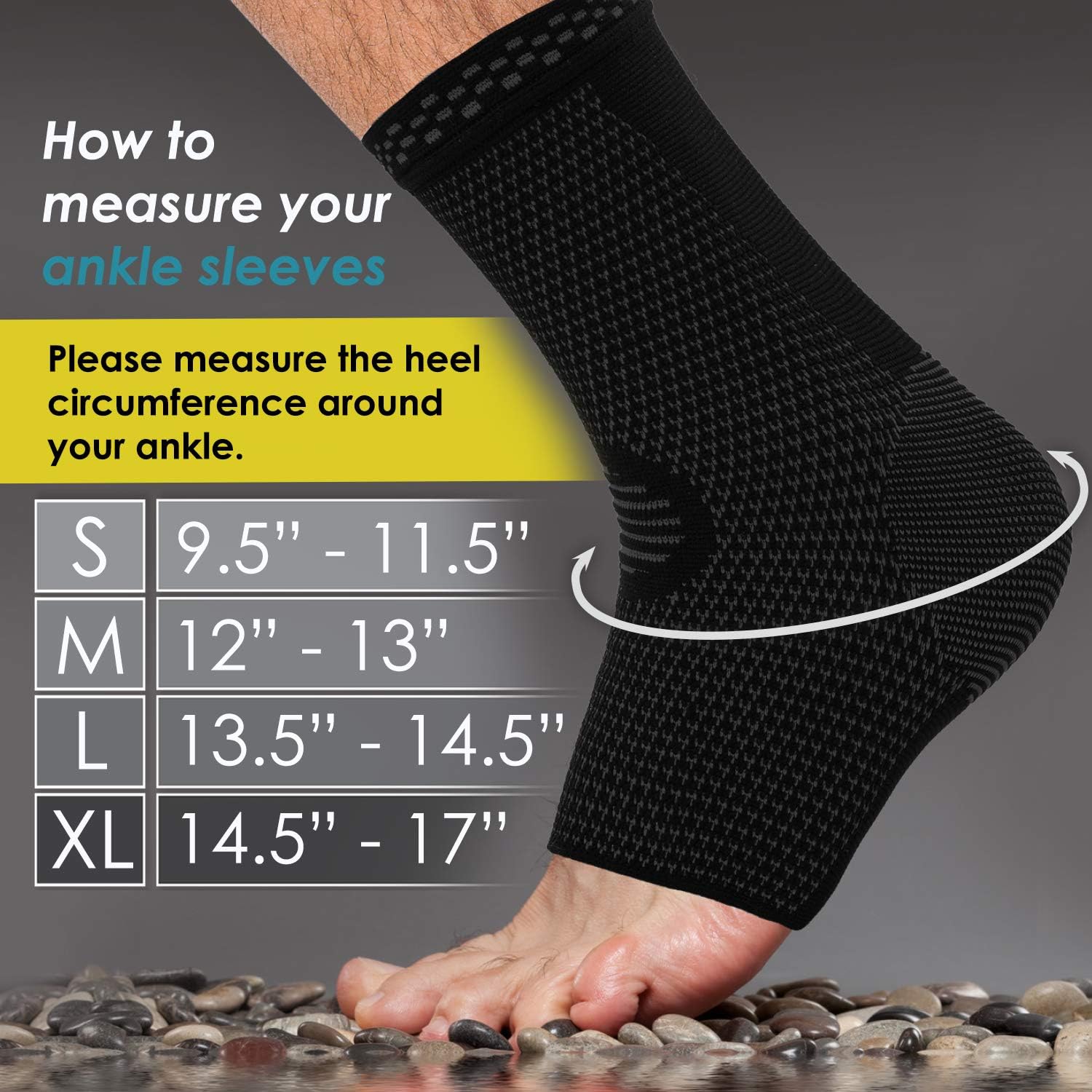 POWERLIX Ankle Brace Compression Support Sleeve (Pair) for Injury Recovery, Joint Pain and More. Achilles Tendon Support, Plantar Fasciitis Foot Socks with Arch Support, Eases Swelling: Sports & Outdoors