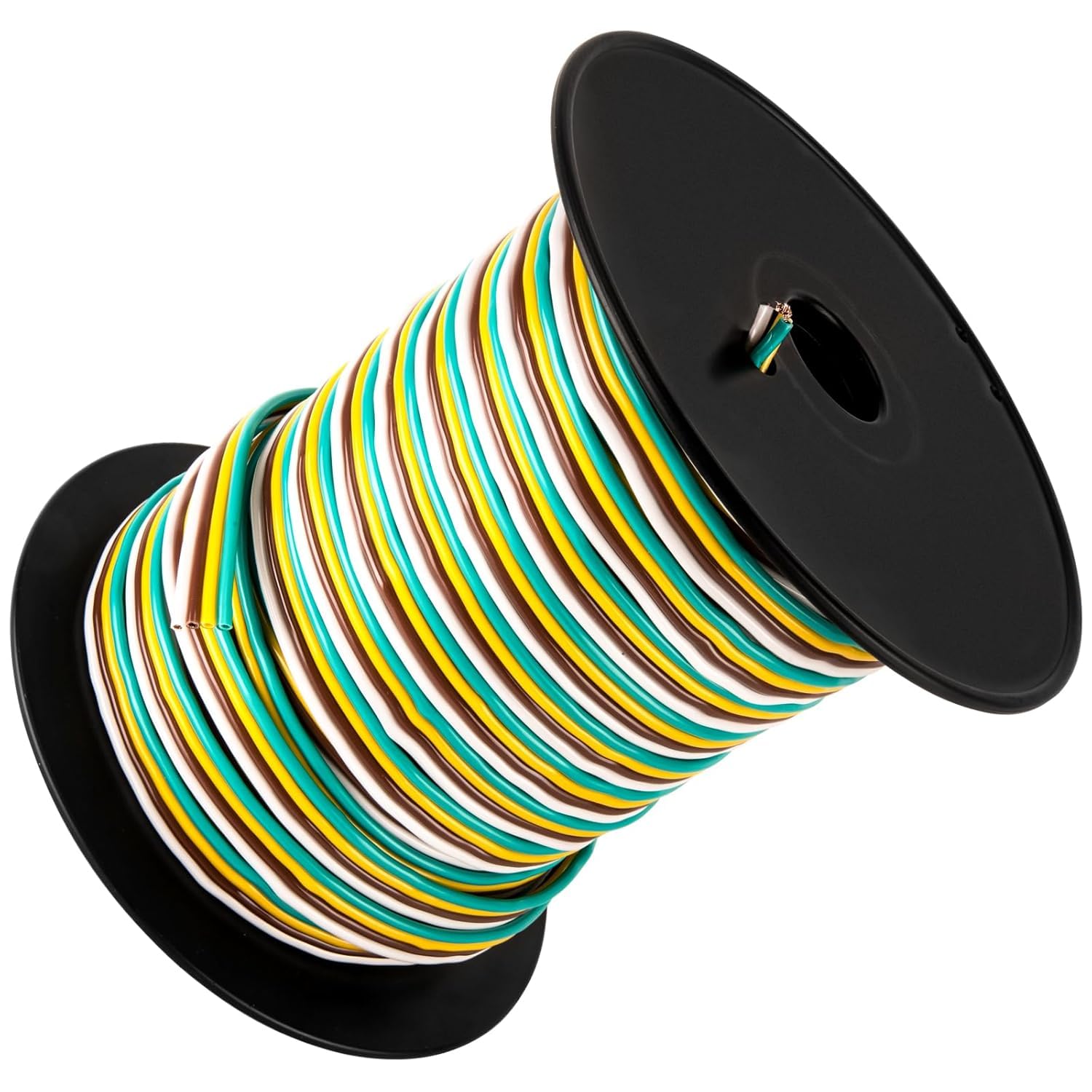 Photo 1 of 14 Gauge Trailer Wire Harness, 4 Way Bonded Trailer Wiring Spool 100FT Boat Trailer Harness - CCA Trailer Light Wire for All Basic Wiring Trailers, Weatherproof (Green Yellow Brown White)