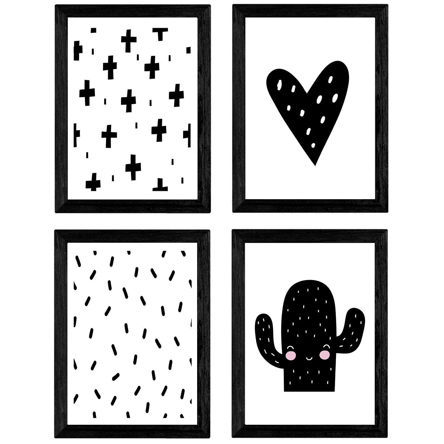 Nacnic Set of 4 sheets Cactus and heart. Posters animals. A3 size unframed