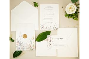 Spelable 30 Set Wedding Invitations With Envelopes And Rsvp Cards,Wildflower Wedding Invitations,Include 5x7 inch Fill-in Inv