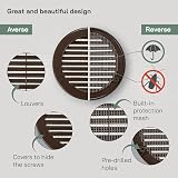 Vent Systems 4 Inch Round Vent Cover Pack of 2 Brown Plastic Grille view 3