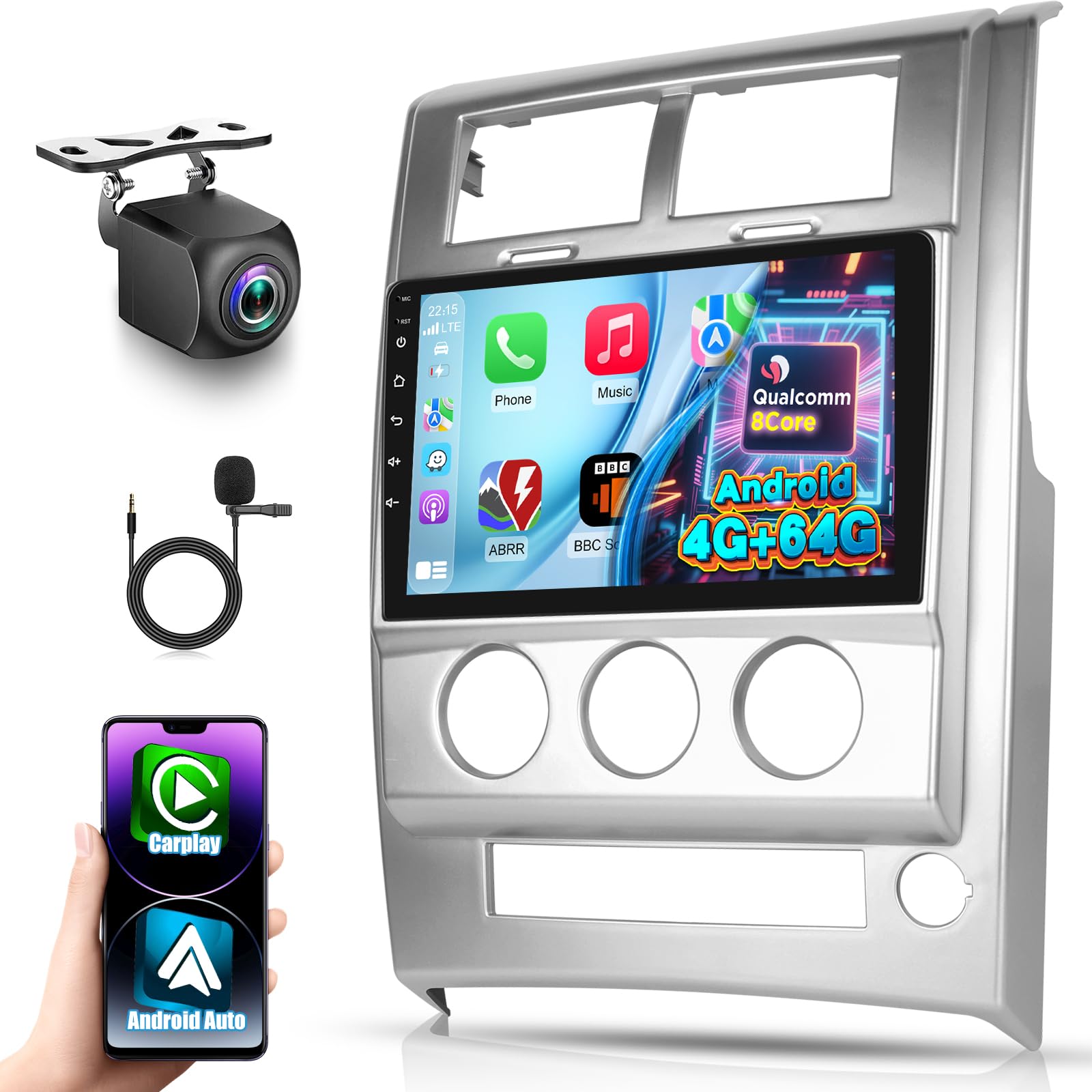 Photo 1 of [Qualcomm 8 Core ] Car Radio for Jeep Liberty 2008-2011 with Wireless CarPlay Android Auto, Volxcereo 4G+64G 10.1 inch Touchscreen Android Car Stereo, WiFi/GPS, Bluetooth, FM/RDS, DSP, SWC