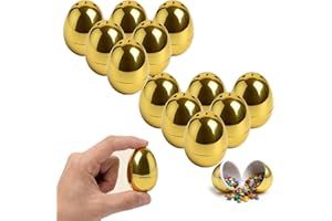 TOUGS 12 Pcs Gold Easter Eggs, 2.4 Inches Plastic Eggs, Perfect for Easter Egg Hunt, Easter Hunt, Easter Theme Party Favor