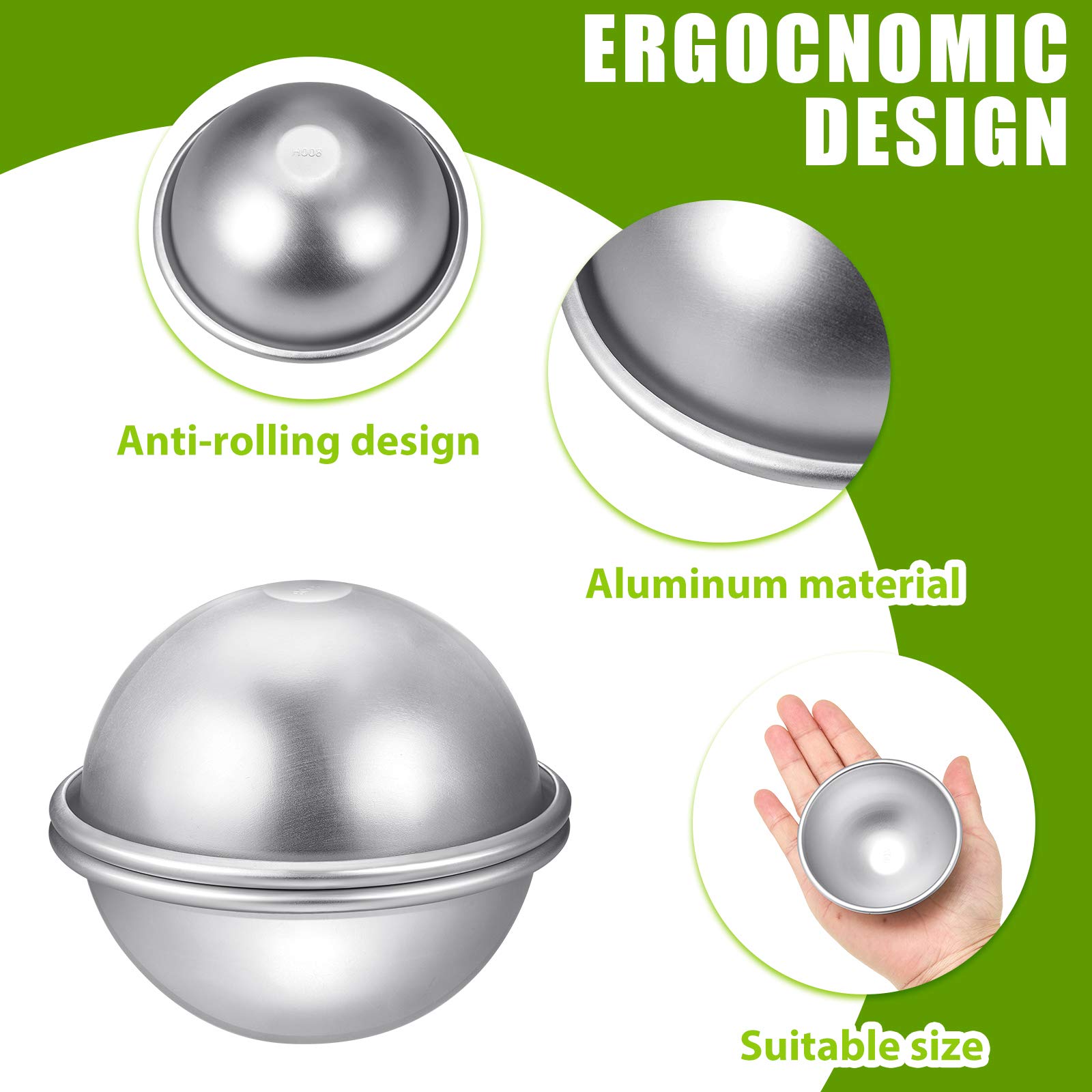 10 Pieces Metal Bath Bomb Molds Soap Press Tray 4 cm 5 cm 6 cm 7 cm 8 cm 5 Sizes DIY Bath Bomb Molds Crafting for DIY Making Supplies(Aluminum)
