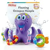 Nuby Floating Octopus with 3 Hoopla Rings - Baby &amp; Toddler Bath Toy - No Hole Design Keeps Moisture Out - Fine Motor Skills - 18+ Months - Great Baby Pool Toys