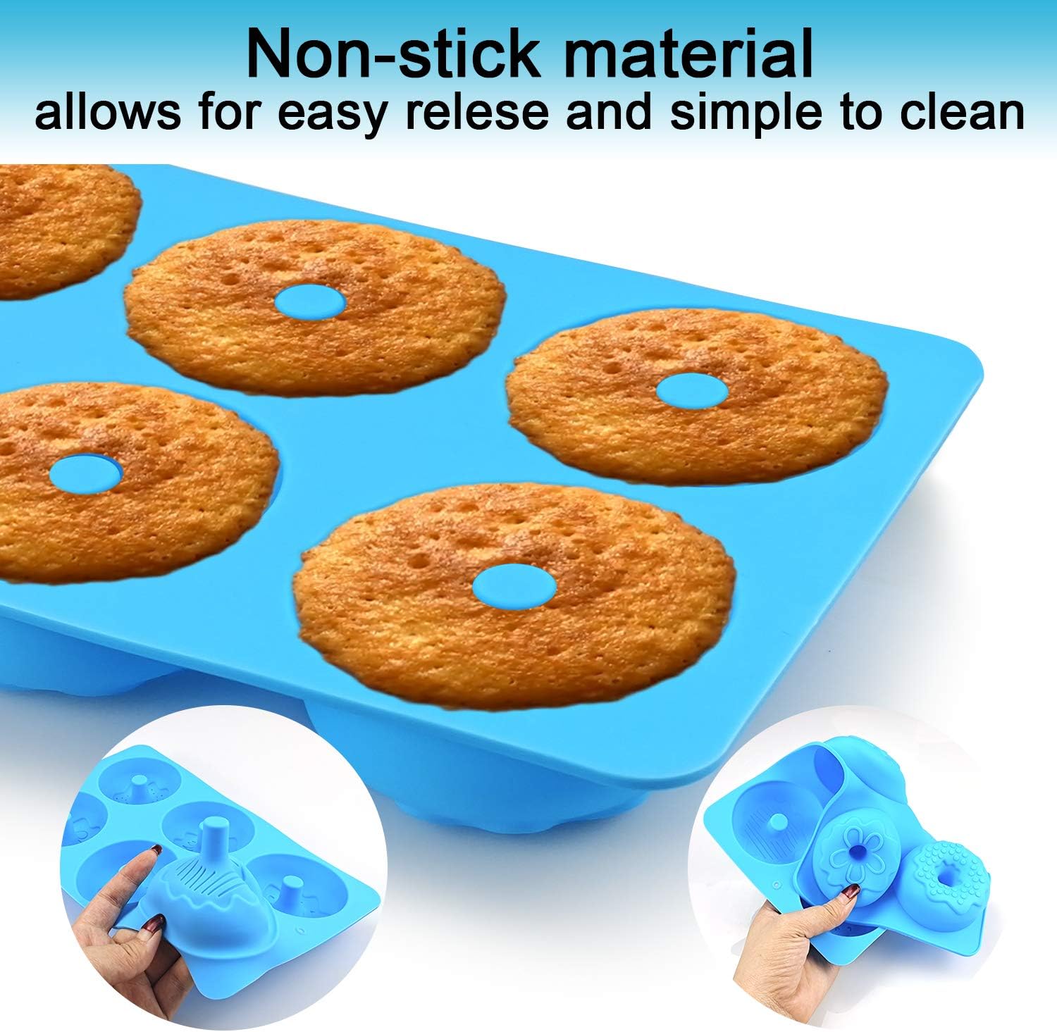 Mity rain Silicone Baking Mold/Donut Pans/Round Mold for Soap Cupcake Cake Biscuit Muffin Jello Bagels（Set of 2）: Kitchen & Dining