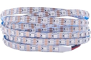 TOPXCDZ DC 5V WS2813 Led Strip Light Dual Signal Individually Addressable 5m 300 LEDs WS2812B Updated Black White PCB (White 