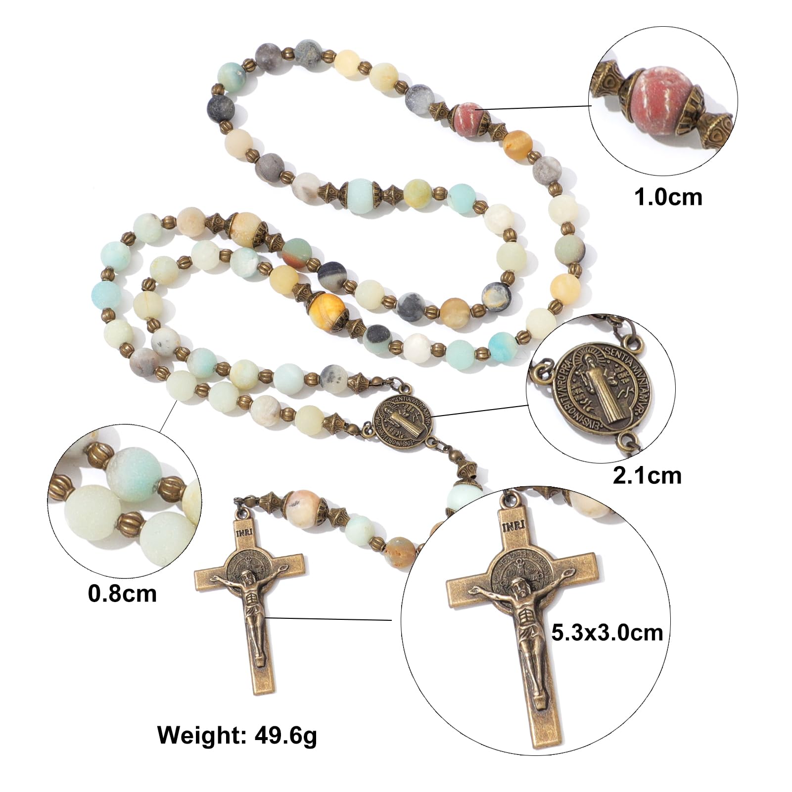 KOMI Catholic Rosary Beads for Women - Holy Prayer Necklace With Crucifix Cross - Communion Rosary Catholic Gifts