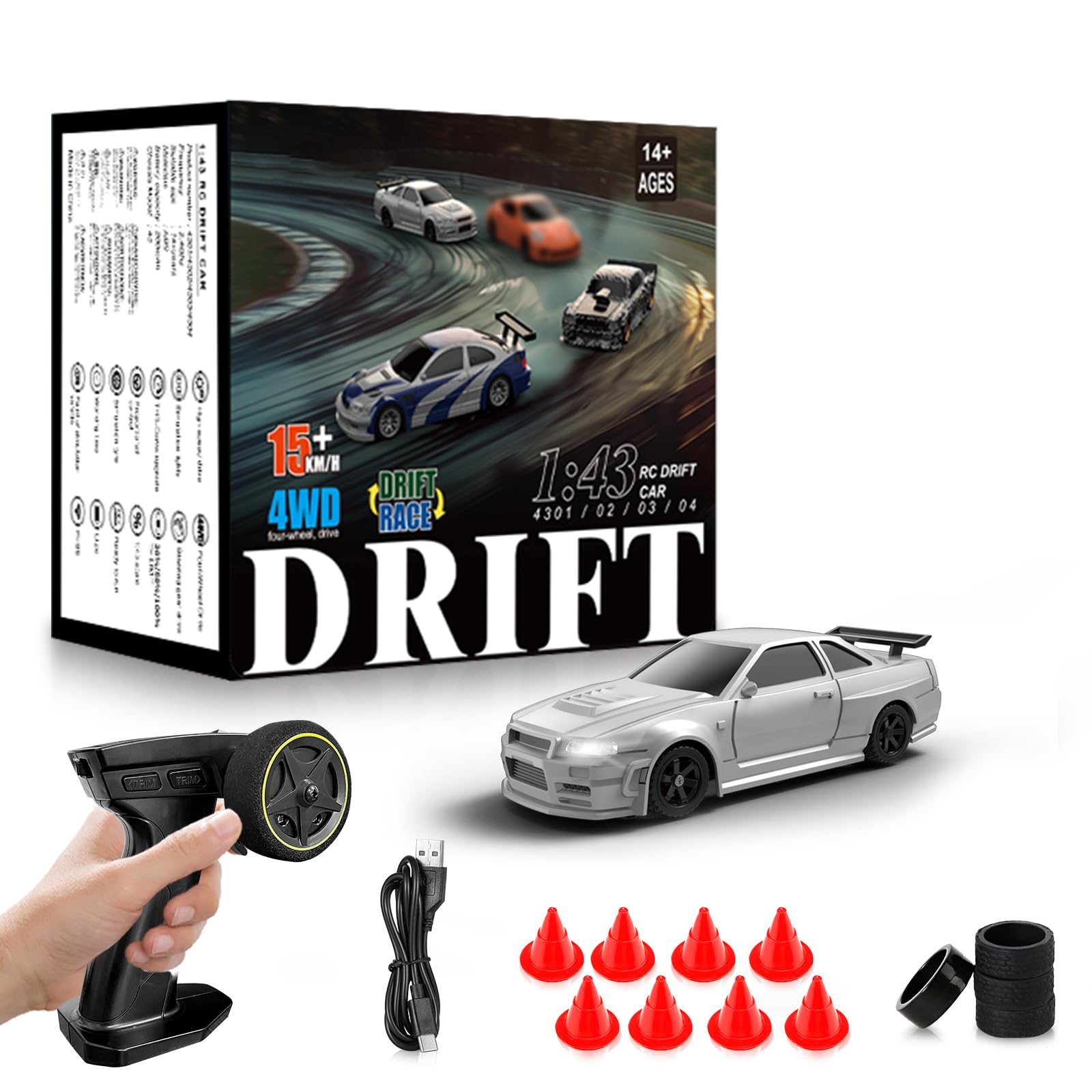 Photo 1 of RC Drift car, 1/43 Mini Rc Drift car with Gyroscope, 2.4GHz Full Proportional Remote control Cars, 4WD High Speed Racing with Lights, Racing Tires, Model Cars Gift for Adults, Kids, Boys, Girls