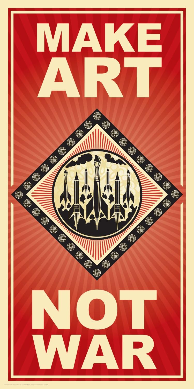 Culturenik Make Art Not War Political Motivational Quote Decorative Print (Unframed 12x24 Poster)