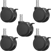 Office Chair Caster Wheels Replacement with Brake, 2.36"(60mm) Casters Replacement for Office Chair or Stool Wheel, Universal Size 11x22mm for Carpet and Hardwood Floors(Set of 5)