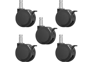 HYEJDRV Office Chair Wheels with Brakes, 2.36"(60mm) Locking Chair Caster Replacement for Carpet and Hardwood Floors, Rolling Stool Casters (Set of 5)