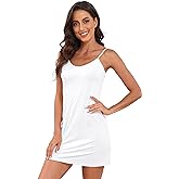 AUHEGN Women's Full Slip Dress Adjustable Straps Silky Under Dress Lingerie Nightgown