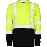 BOCOMAL FR Hi-Vis Shirts 6oz Lightweight High Visibility Reflective Flame Resistant/Fire Retardant Shirt Men's Safety Shirts