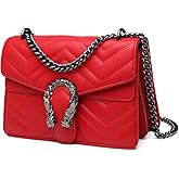 MYHOZEE Crossbody Bags for Women - Snake Printed Clutch Purses Leather Chain Shoulder Bags Evening Handbags