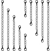 AOZUO 10PCS Necklace Extenders, 5 Size Jewelry Extenders Chain Extension Set for Women DIY Bracelet Anklet Jewelry Making(1" 2" 3" 4" 6")(Black)