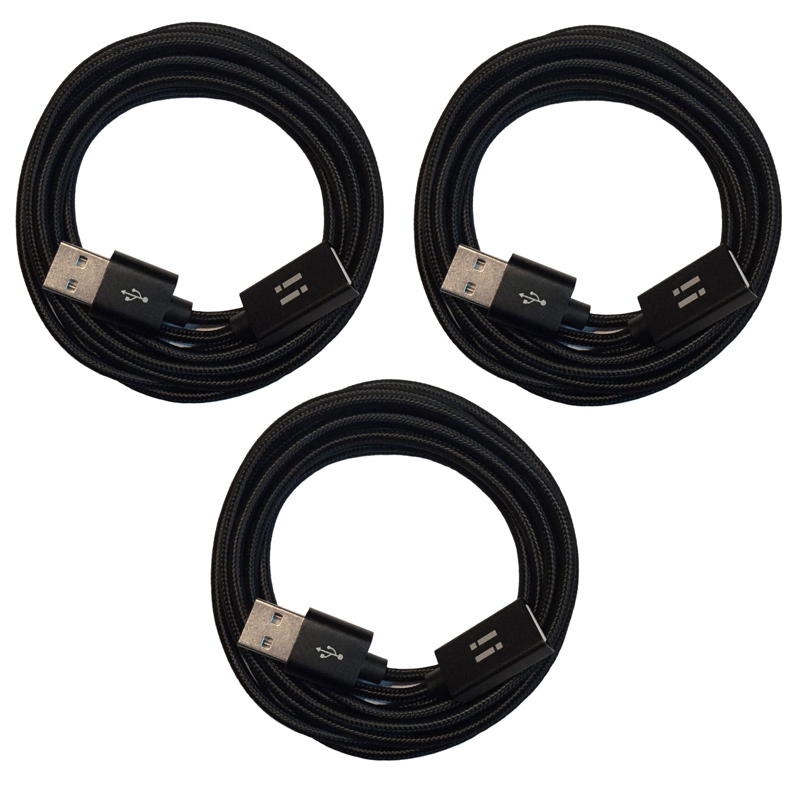 i! - 3 x 3 m Premium Nylon USB Extension Cable - A Male to A Female - Black