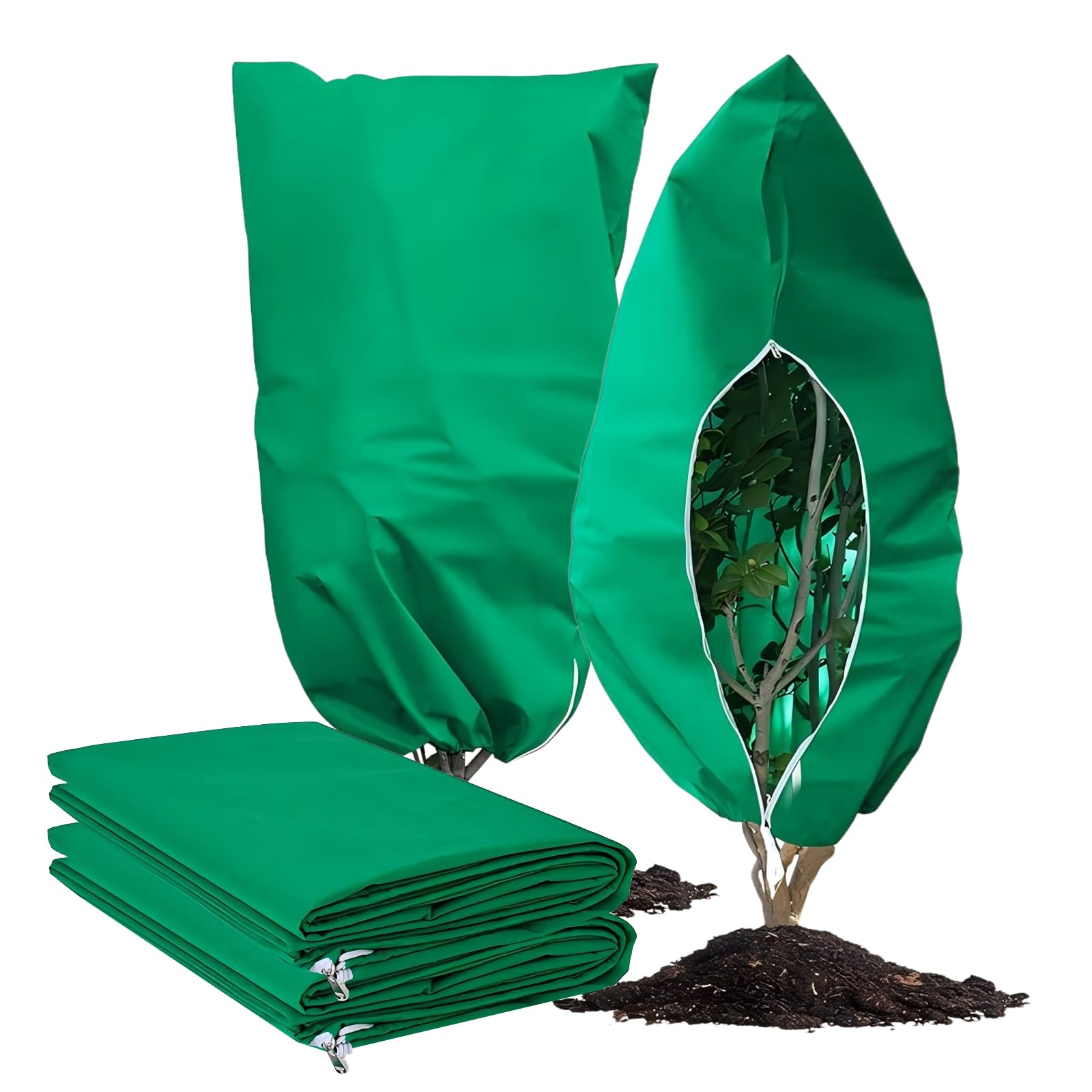 QOPAHI Garden Plant Fleece Frost Protection, 80x120CM Plant Covers for Winter Plant Protectors from Frost with Zipper Drawstring, Reusable Plant Protection Fleece Bags for Outdoor Plants(2 Pack)