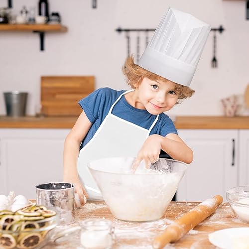 Ecoofor 24 Pieces Kids Aprons and chef hat Set, Kids Aprons with