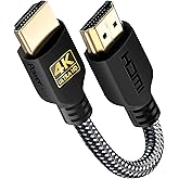 PowerBear 4K HDMI Cable 0.5 ft (6 inch) High Speed, Braided Nylon & Gold Connectors, 4K @ 60Hz, Ultra HD, 2K, 1080P, ARC & CL