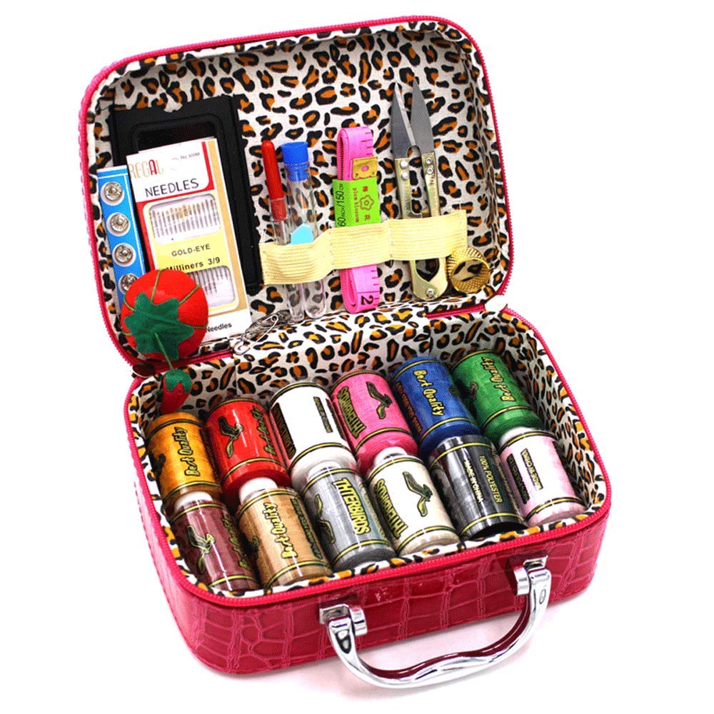 Mini Sewing Kit - 51 PCS Sewing Set for Adults & Travel - Rose Red Thread