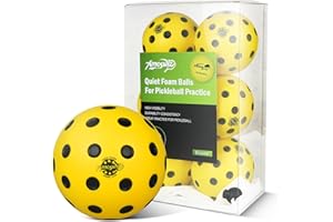 Amoswiz Silent Pickleball Balls, 6 Pack of Quiet Foam Ball for Indoor & Outdoor Pickle Ball Practice, Noise Reducing Soft Pickleball Practice Balls with 40 Simulated Concave Holes