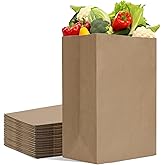 Mesha Paper Grocery Bags 12 x 7 x 17 Inches 25Pcs Bulk, Heavy Duty 60 Lbs Kraft Brown Paper Bag, Large Grocery Kraft Sacks -Takeout, Restaurant, Retail, Shopping