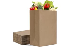 Mesha Paper Grocery Bags 12 x 7 x 17 Inches 25Pcs Bulk, Heavy Duty 60 Lbs Kraft Brown Paper Bag, Large Grocery Kraft Sacks -Takeout, Restaurant, Retail, Shopping