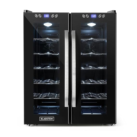 Klarstein SaloonNapa • Weinkühlschrank • zweitüriger Getränkekühlschrank • niedriges Betriebsgeräusch • 10 Einschübe • Temper